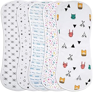 Nimsay Home 5 Pack Soft Jersey Padded Burp Cloths Baby Ultra Absorbent Burping Cloth Clothes Newborn Towel Milk Spit Up Rags