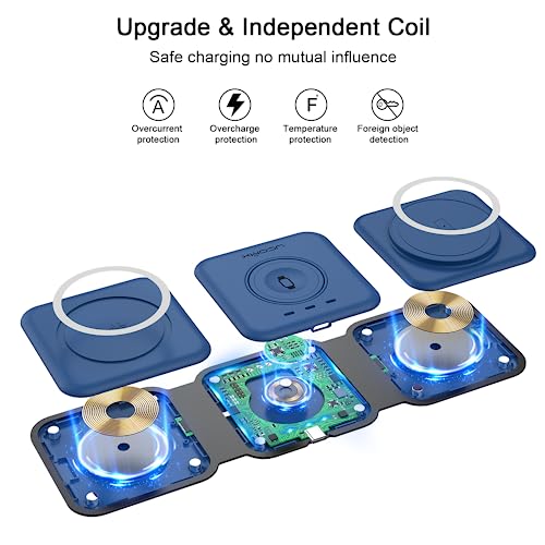 Ucomx Nano 3 In 1 Wireless Charger,Magnetic Foldable 3 In 1 Charging Station,Fast Wireless Charging Pad,Compatible For Iphone 14/Pro/Max/Plus/13/12 Series,Airpods 3/2/Pro,Iwatch(Adapter Included) #TOP4