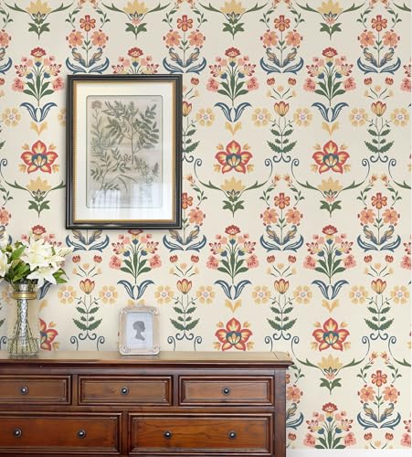 Yasinet Boho Peel and Stick Wallpaper Vintage Floral Wallpaper — view 2