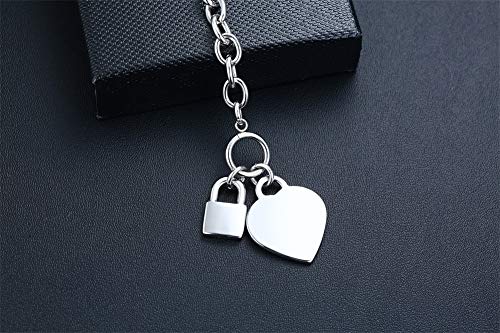 Vnox Personalized Initial Name Stainless Steel Trendy Cable Chain Bracelet Neckalce Set With Padlock Heart Charm And Toggle Clasp Closure #TOP3