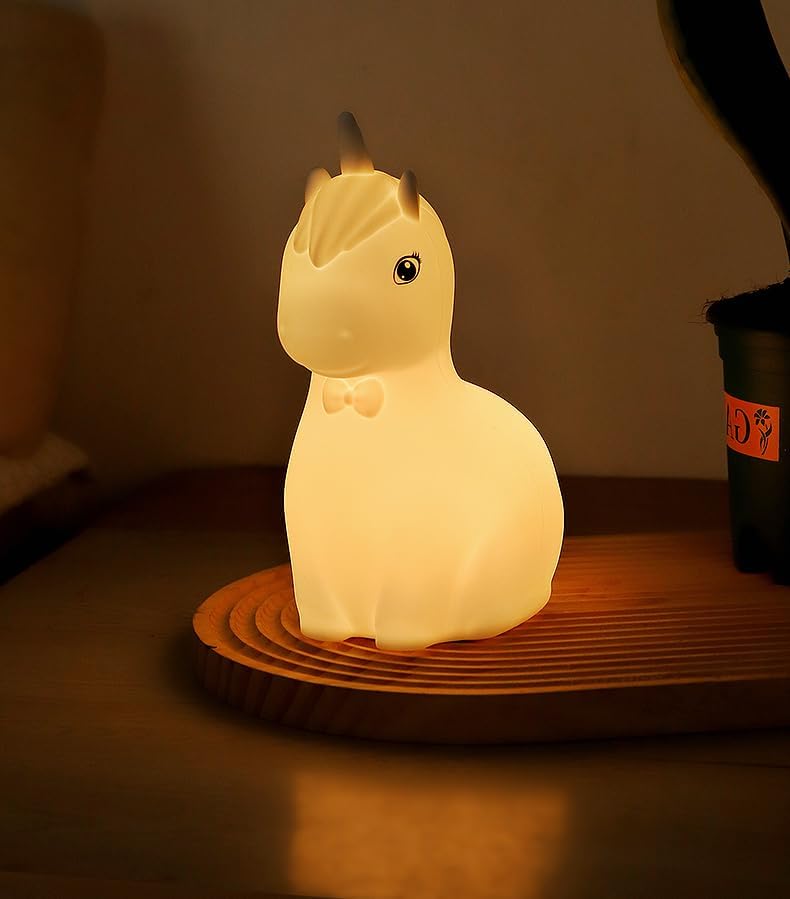 Luz nocturna de silicona, luces de unicornio para dormitorio de niñas, 8 modos de respiración de color, control de sensor táctil, luces nocturnas