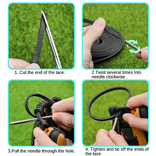 Glove Relacing Kit For Baseball Or Softball Mitts,2 Strips Of 79 Inch Long Cowhide Leather With Glove Lacing Needle, 4 Pack Baseball Glove Locks, Supple And Thicker Baseball Glove Lace (Brown) #TOP4