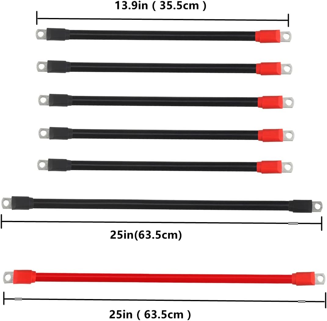 Golf Cart Battery Cable，HKOO Golf Cart Battery Cables Wiring Kit for EZGO TXT 1994 & UP 36 & 48 Volt with 4 Gauge 7 PC AC/DC Wire Golf Cart Battery Cable Set