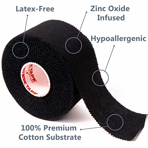 (3 Pack) Black Athletic Tape 1.5" X 45Ft Per Roll – Easy To Tear, No Sticky Residue Skin-Friendly. Very Strong Tapes For Athlete, Sport, Medical Trainers, First Aid Injury Wrap: Fingers Ankles Wrist #TOP1