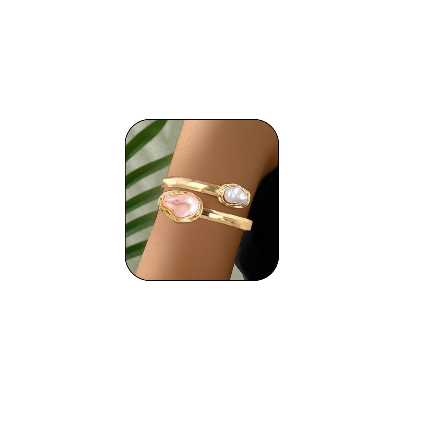 Cicod Chunky Gold Pearl Arm Cuff Upper Arm Bracelet Minimalist Armband Cuffs Bangle Bracelets Arms Cuff Jewelry for Women Summer Beach Accessories (