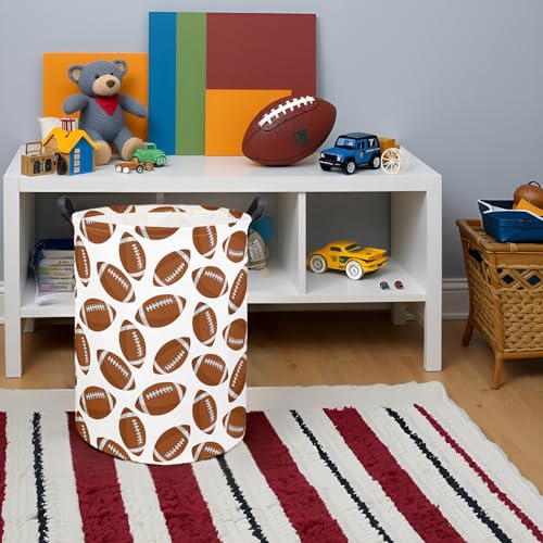 Image of Kids Laundry Basket Baby Hamper Footballs Toy Storage Bin for Boys Room Decor Baby Nursery Hamper Gift Baskets for Bedroom Bathroom(Footballs)