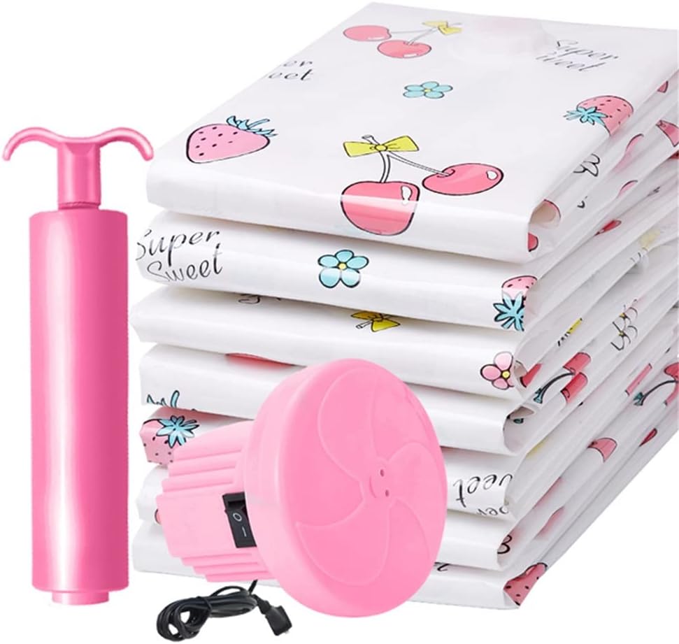 8PCS Vacuum Compression Bag for Cloth Compressed Bags with Hand Pump Reusable Blanket Clothes Quilt Organizer Travel(130 * 100cm)