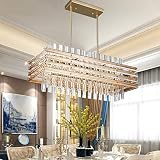 TZOE Modern Rectangle Chandelier Crystal Chandeliers for Dining Rooms L29.1 x W11.4 x H48.5,6 Light