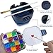 DUGATO Airtight Watercolor Palette Box (16-Well) with Lid & Collapsible Brush Basin - Portable Paint Saver for Acrylic, Gouache, Oil - Travel Art Supplies (Blue)