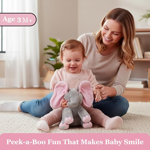 Image of Dimple Ella Elephant Animated Plush Singing Elephant With Peek-A-Boo Interactive Feature