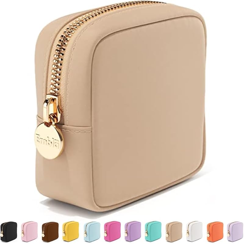 Necessaire de viagem Embla em nylon com zíper, modelo Mini, cor Sand