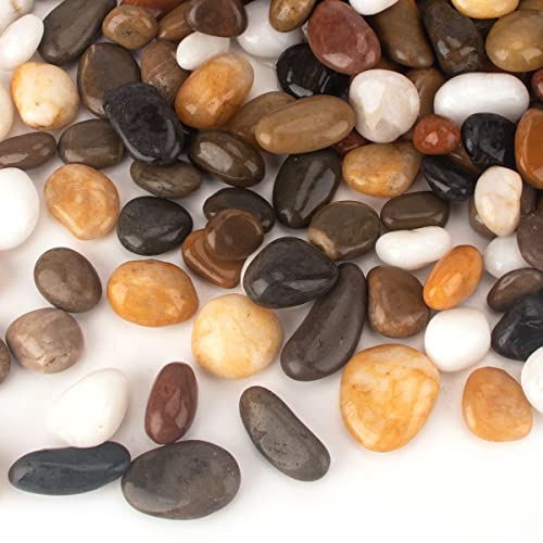 [18 Pounds] Aquarium Gravel River Rock, Natural Polished Decorative Gravel,Garden Outdoor Ornamental River Pebbles Rocks, Polished Pebbles, Mixed Color Stones for Landscaping Vase Fillers (18.1) - Thumbnail 3