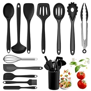 Omtofo Küchenhelfer Set, 13-teilig Silikon küchenutensilien set, hitzebeständige Antihaft Küchenutensilien Kochbesteck, Spülmaschinenfest