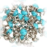 カシメ リベット ターコイズ 風 飾り 8.5mm レザークラフト スタッズ ボタン パーツ 手芸 ホワイト コート ジャケット リュック 帽子 ニット ベルト 財布 バッグ 装飾用 50個 セット