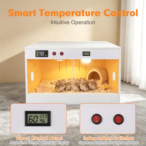 96L Kükenaufzuchtbox Hamsterkäfig, Brutkasten Hühner, Kükenbrüter Brutbox Aufzuchtbox für Küken, Inkubator Hühner mit Beleuchtung/UVA-Wärmelampe, für Echsen, Geckos, Hamster, Enten, Kleintiere