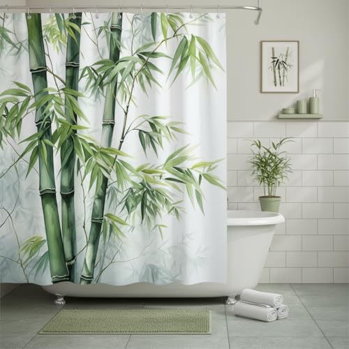 EUBTPA Bamboo Shower Curtain Green Bamboo Forest Tree Chinese Traditional Asian Art Rustic Wild Nature Plant Bath Decor Polyester Fabric Curtains with Hook 70X70 Inch by EUBTPA - Used condition - Image 3