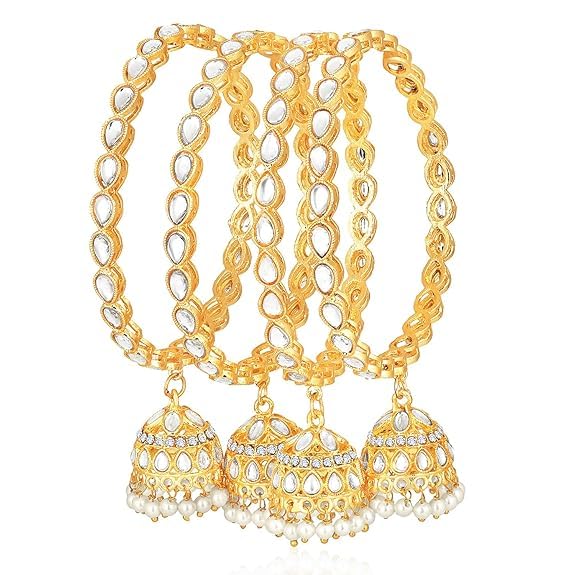 T4 Jewels 18k Gold Plated Jhumka Latkan Bangles Beautiful Kundan Designer Bangles for Women & Girls - Review, Price and Buying Guide