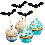 (Pack of 20) Black Bat Cupcake Toppers - Party Picks - Food Picks for Halloween Party Supplies