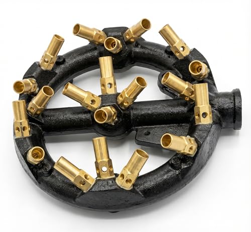 Cast Iron Propane Jet Burner Head with Brass Flame Tips for Outdoor Camping Turkey Frying (Propane Burner with 20 Tips)