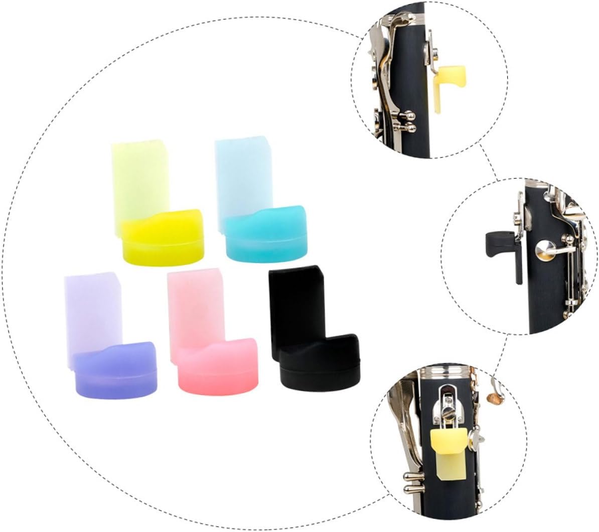SAFIGLE 25pcs Clarinet Thumb Rests Thumb Pads Long Handle Protectors Comfortable Design