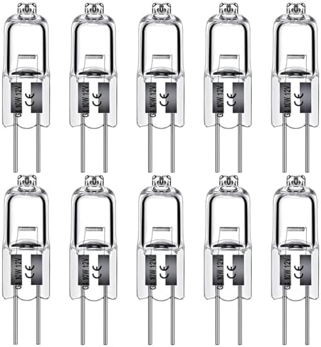 Levidon G4 Halogen Light Bulbs 10W 12V Clear Capsule 2 Pin Lamp Bulb Halogen Pin Base Warm White Dimmable 10 Pack