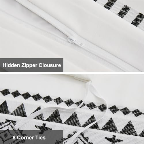 Image of Oli Anderson Boho Duvet Cover Set King Size, Black and White Color Clash 3 PCS Microfiber Bedding Set, Durable and Super Soft Duvet Covers with Zipper and Ties, 104 inch*90 inch