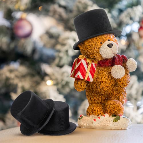 Warmhm 4 StüCk Mini-Zylinder Schwarze Miniatur-PuppenhüTe Bezaubernde Zylindrische Weihnachtszylinder Dekorative Zylindrische SchneemannhüTe Mini-BastelhüTe FüR DIY-PuppenzubehöR