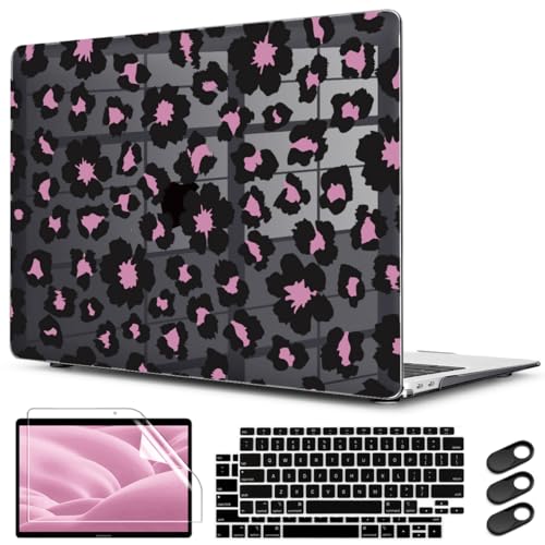 CISSOOK Compatible with MacBook Air 13 inch Case M1 2021 2020 2019 2018, Hard Shell Case Keyboard Cover for MacBook Air 13.3 A2337 A2179 A1932, Black Floral
