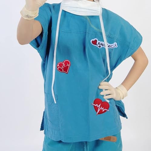 KLORIZ 3 PCS Nurse Patch Red Heart Doctor Embroidered Iron On Sew On Patches Fabric Clothing Applique