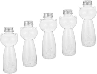 ERINGOGO PET Milky Tea Bottle Set 5 Reusable Juicing Containers Sealed Lids for Cold Drinks Juices and Smoothies