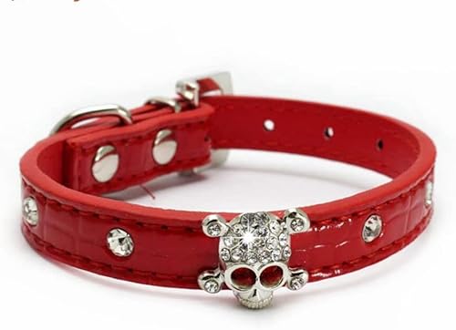 Miniatura 6 de Serijoars Lindo collar de piel con diamantes de imitación de imitación de calavera brillante y elegante con diseño de calavera y diamantes de