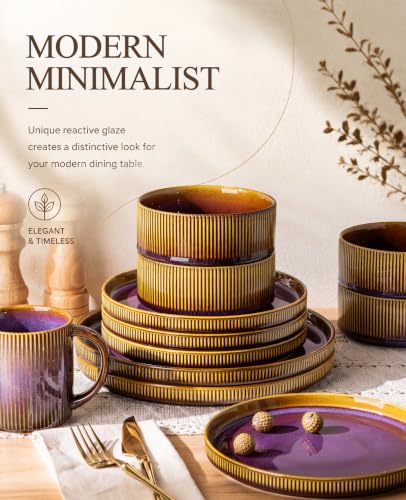 Image of TheTerra Ceramic Dinnerware Set for 4, 16-Piece Plates and Bowls Set