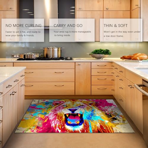 Tapis lion graffiti coloré pour dynamiser la déco de votre chambre