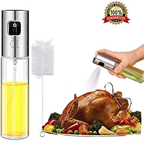 chengzeyi Cooking Olive Spritzer Bottle Glass Sprayer for Vinegar Canola Vegetable Oils-Easy to Use Kitchen Gadgets on Air Fryer/Pan, Silver