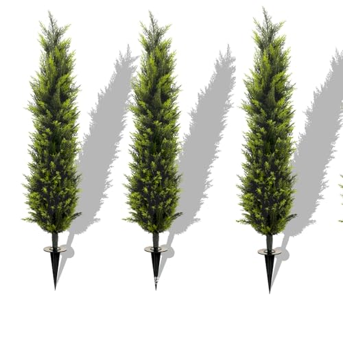 Alberi di Natale con cipressi artificiali, piante finte realistiche per interni ed esterni, facile installazione con picchetto