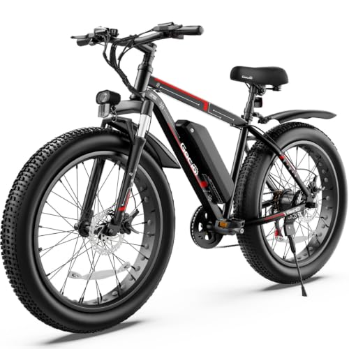 GOCIO 26" Fat Tire Electric Bike for Adults - 48V 750W Powerful Motor, 40 Miles Range, Dual Suspension, All-Terrain E-Bike