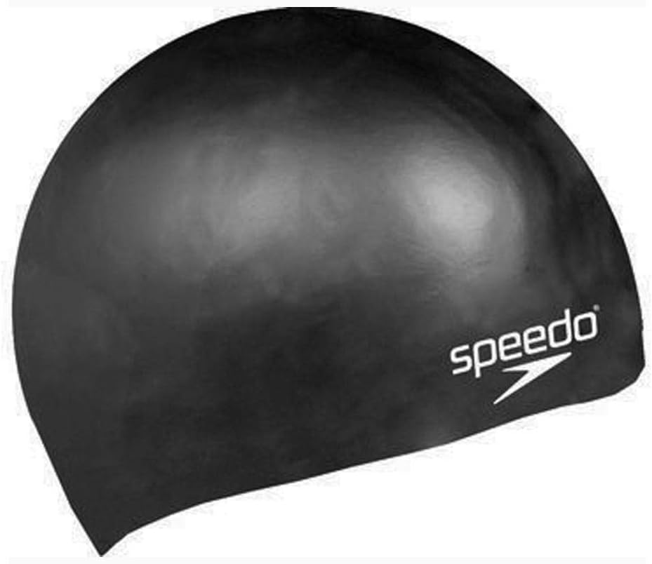 Speedo Plain Moulded Silicone Swim Cap - Black