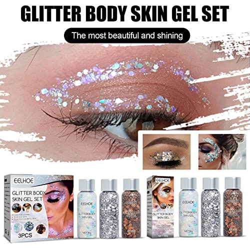 Glitter Cola Maquiagem, Gel Glitter para Rosto com 5 Cores, Maquiagem Lantejoulas Sombra Líquida Pal