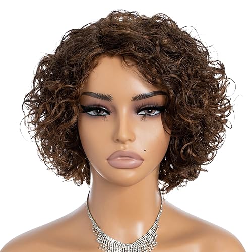 Rebecca Fashion Short Curly Human Hair Wigs for Black Women 