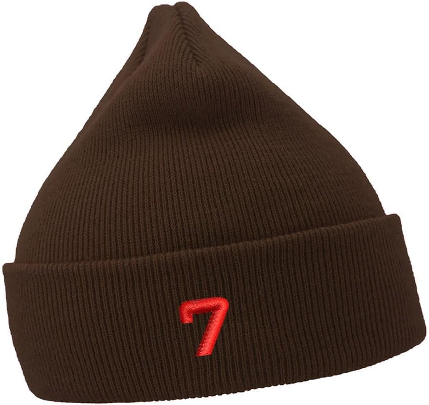 Mens Beanie Hats Number Seven Embroidered Casual Knit Hats Men Women Winter Hat