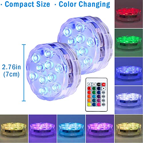 Aquamiracle Submersible Led Lights With Remote Shower Lights Waterproof Battery Operated, Multi Color Changing Hot Tub Lights For Pool, Pond, Aquarium, Bath, Party, Vase Decoration (2-Pack) #TOP2