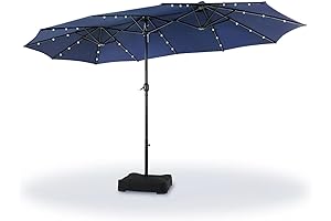 Sophia & William 15ft Large Backyard Umbrella with Solar Lights and Base