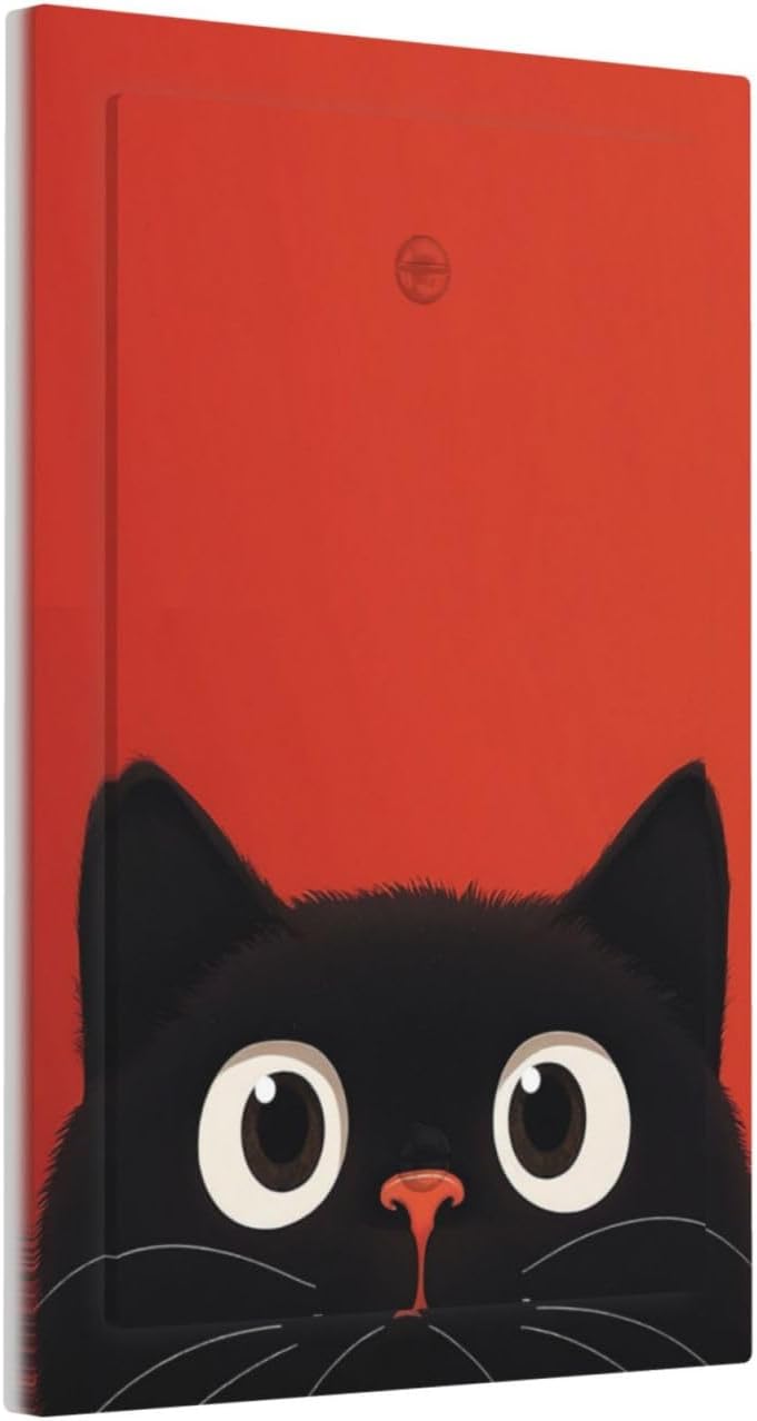 Light Switch Cover Plate Cartoon Style Cute Black Cat Red Background 1 Gang No Device Blank Electrical Wall Plates Faceplate Decorative Switch Plate for Kids Room Nursery Decor image 2