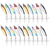 Teyva Daily 20 Pcs Saltwater Fishing Lures 1 oz Fishing Spoon Lure Metal Micro Jigs with Ultra-Sharp Hooks for Tuna Salmon Grouper, Sea Fish Jigging Lure, Trolling Spoon for Bass Fish