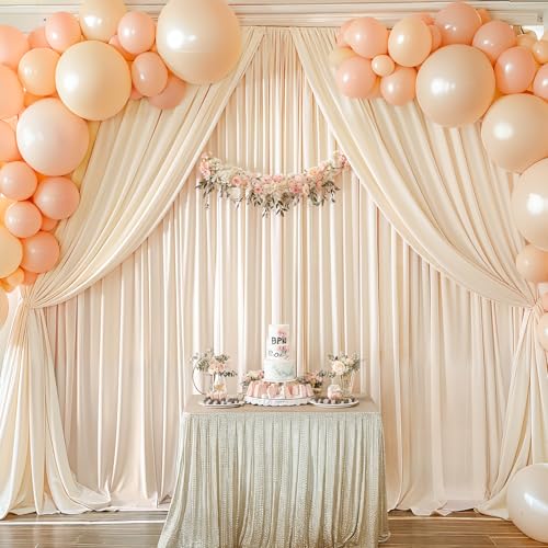 8x10FT Champagne Backdrop Curtains for Wedding Parties, Wrinkle Free Polyester Photography Backdrop Drapes for Baby Shower Birthday Parties Stage Background Stand Decorations 4x10ft,2 Panels by PARTISKY - Image 4