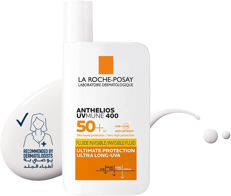 Anthelios UVMune 400 Invisible Fluid Sunscreen SPF 50+ for Men/Women; Dermatologically-Tested Skincare Sunblock for Sensitive, Reactive, or Sun-Allergic Skin 50ML