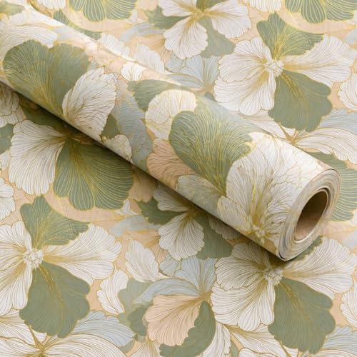 Image of VKR Green Floral Peel and Stick Wallpaper, Self Adhesive Waterproof PVC Wall Sticker for Home, Living Room, Bedroom and Office (45 x 300 cm)