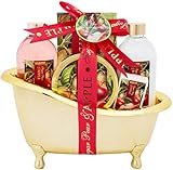 BRUBAKER 'Sugar-Pear & Apple Love' Set de regalo de baño con bañera oro, 6 piezas