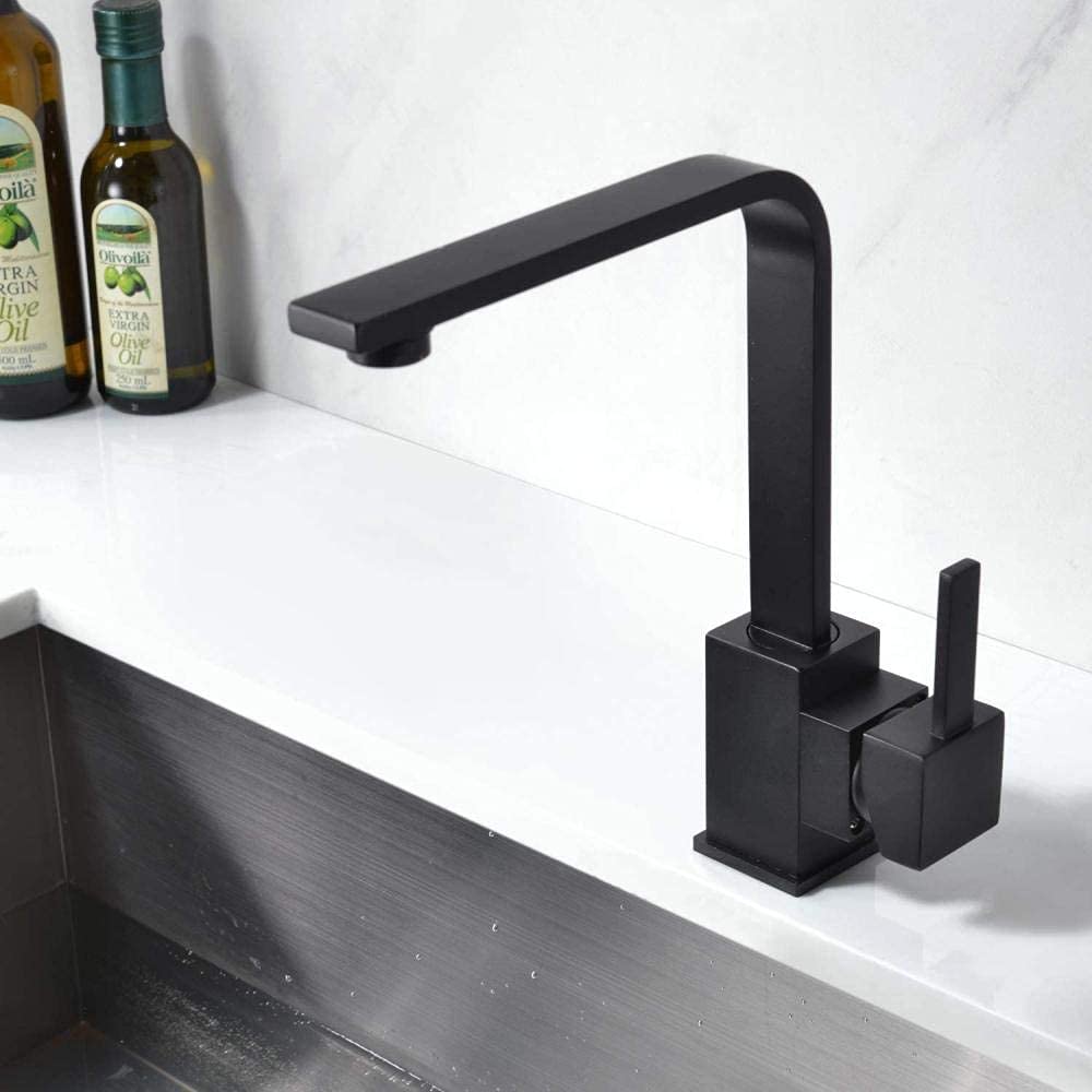 Robinet de cuisine mitigeur laiton noir eau chaude froide pour évier cuisine