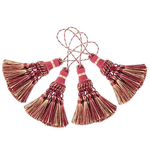 BEL AVENIR Key Tassel 4 Pack Red Handmade Craft Tassels Charms